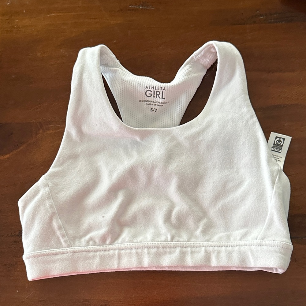 Set of 3 Sports Bra Trio - Black (Nike) White (Athleta) and Pink/Salmon (Nike) - Picture 2 of 9